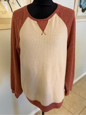 Easel Easy Enough Waffle Textured Raglan Long Sleeve Size Small NWOT